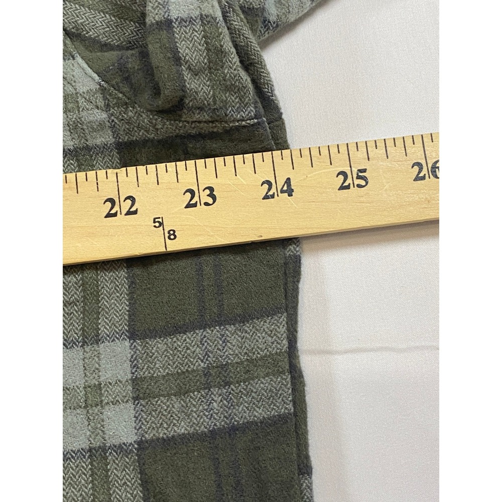 Banded Mens XL Plaid Flannel Button Down Shirt Olive Green Grey Long Sleeve - Picture 10 of 11
